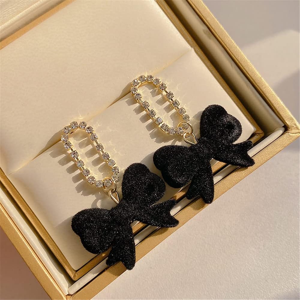 ピアス [KATENKELLY] Velvet Bow Heart Earrings KIKICHIC | NYC | Trendy Ribbon Heart Dangling Stud Earrings