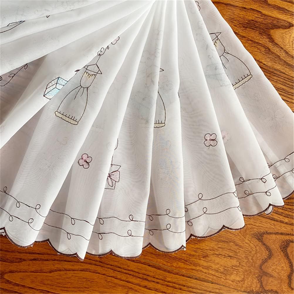 Tenda for Cucina Cafe,Tenda Corta, Ricamo Cafe Mantovana Tenda Corta Trasparente Trattamento for Finestre Piccole Tendine,Bianca(W x H 230x87cm)
