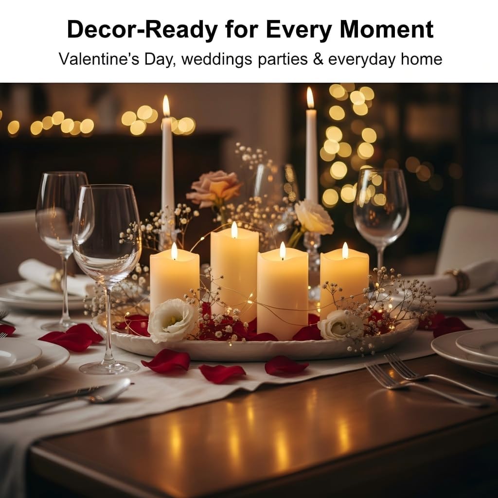 Candele a pilastro a LED grandi, candele natalizie tremolanti senza fiamma, 15,2 cm, in vera cera, a batteria, candele bianche avorio per San Valentino, matrimoni, vacanze, feste, decorazioni per la