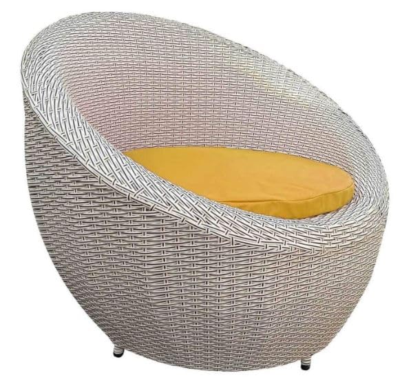 Image of PRATHAM India 2+1 Apple Patio Chair & Table Set with Cushion for Indoor Outdoor Seating Garden Balcony Patio Porch Lawn Living Room Tea & Coffee Furniture Set (Cream with Black line & Yellow Cushion)