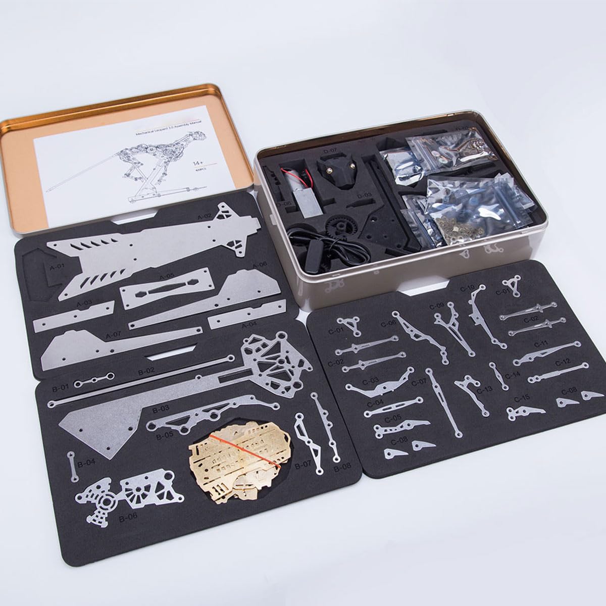 Set di puzzle in metallo 398 pezzi, modello Leopardo meccanico 3D, opzione regalo per amanti del modello e collezionisti