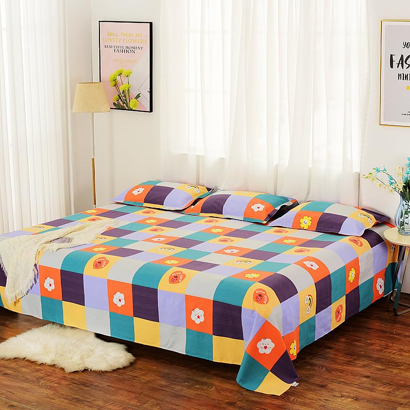 Baumwolle Bedrucktes Altes Grobes Stoff-Bettlaken, Einzelstück, Reine Baumwolle, Tatami-4-Jahreszeiten-Stoff-Leinwand-Bettlaken-270X250 cm :