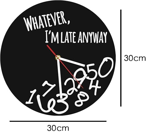 Miniatura 9 de The Geeky Days Whatever I'm Late Anyway - Reloj de pared negro Whatever Modern - Reloj de pared con letra inglesa, reloj personalizado con lo que