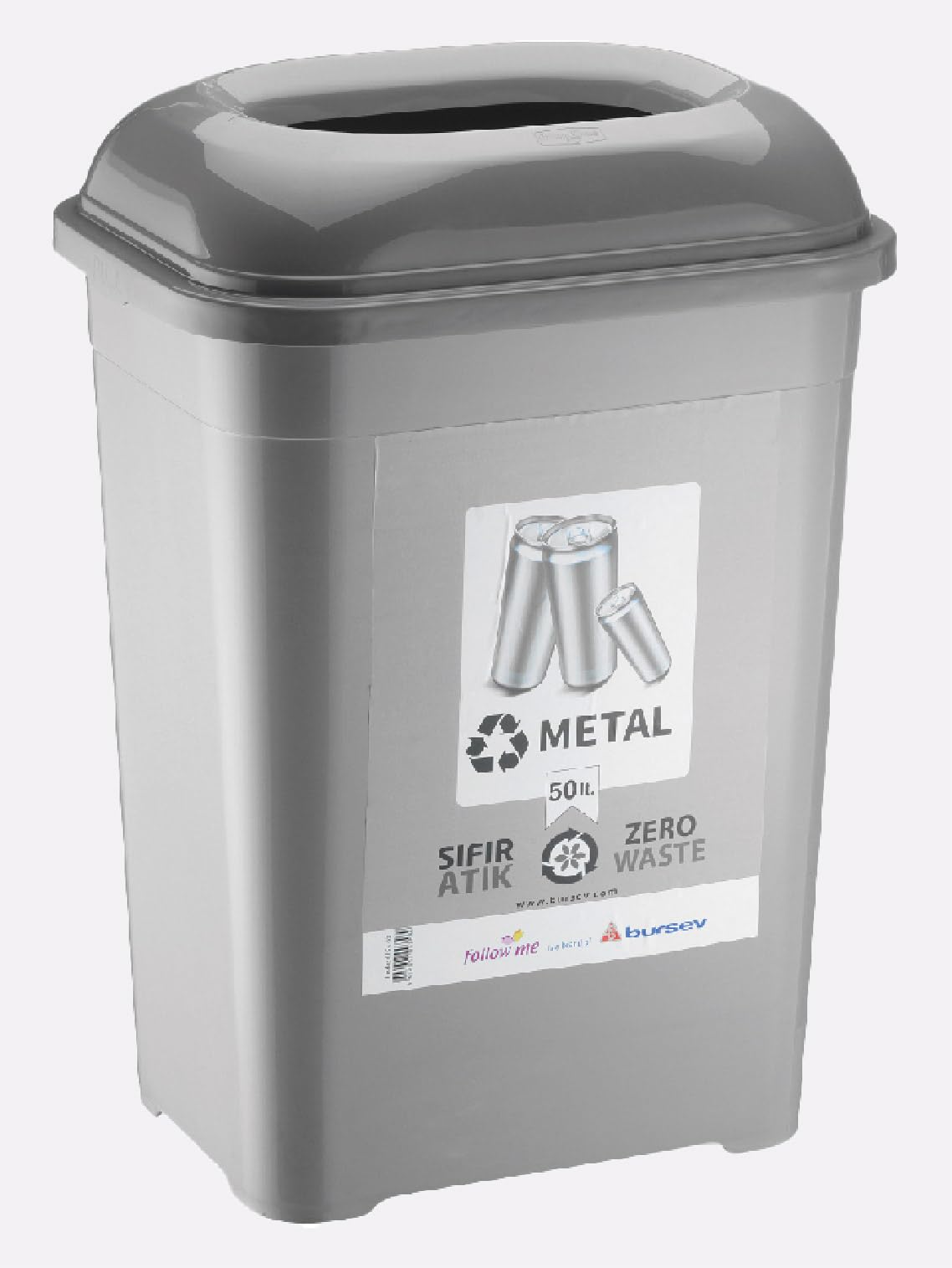 Metal Atık Kovası Geri Dönüşüm Kutusu Cafe Otel Çöp Kutusu Eczane Çöp Kovası 50 Lt