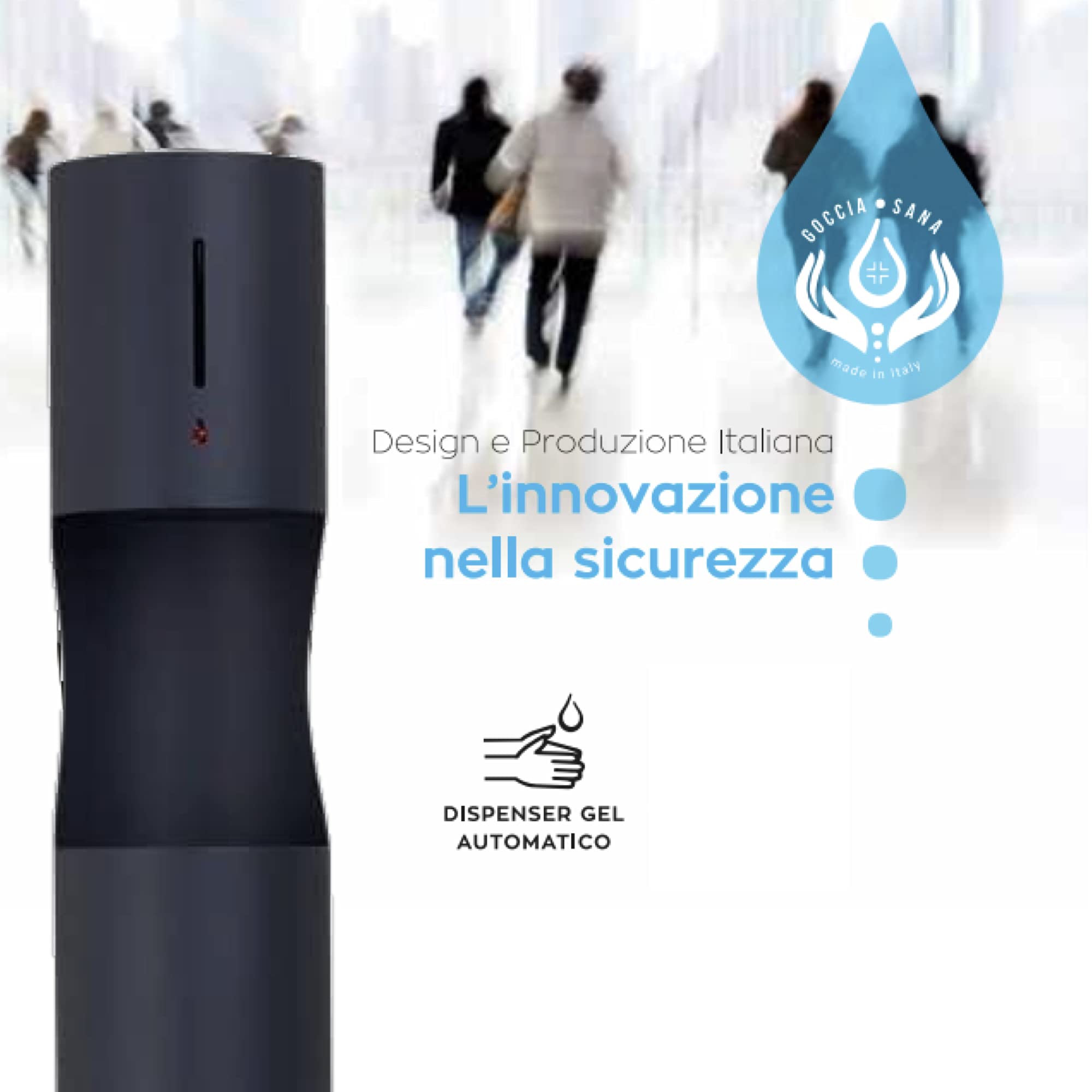 Dispensador automático Gocciasana | dosificador automatico gel hidroalcoholico | soporte gel hidroalcoholico