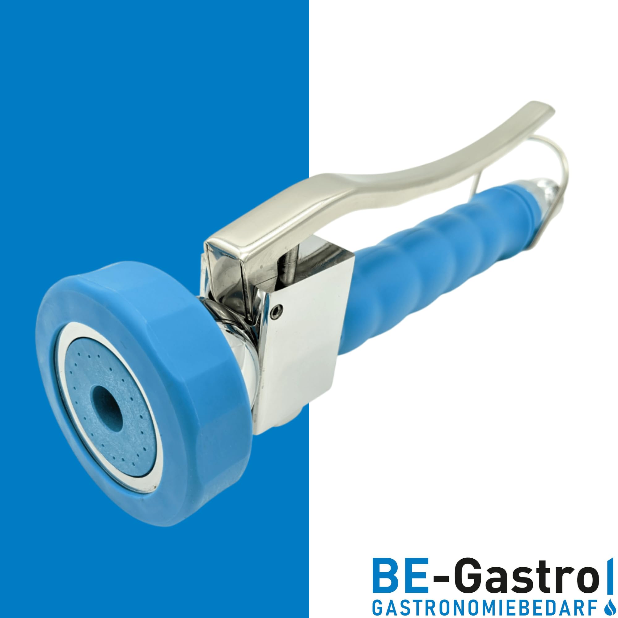 BE-GASTRO I Grifo Industrial Hostelería - Alcachofa de ducha de mano (azul), incluye barra de sujeción, 1/2" Standard AG | Alcachofa de repuesto de acero inoxidable para alcachofa de cocina