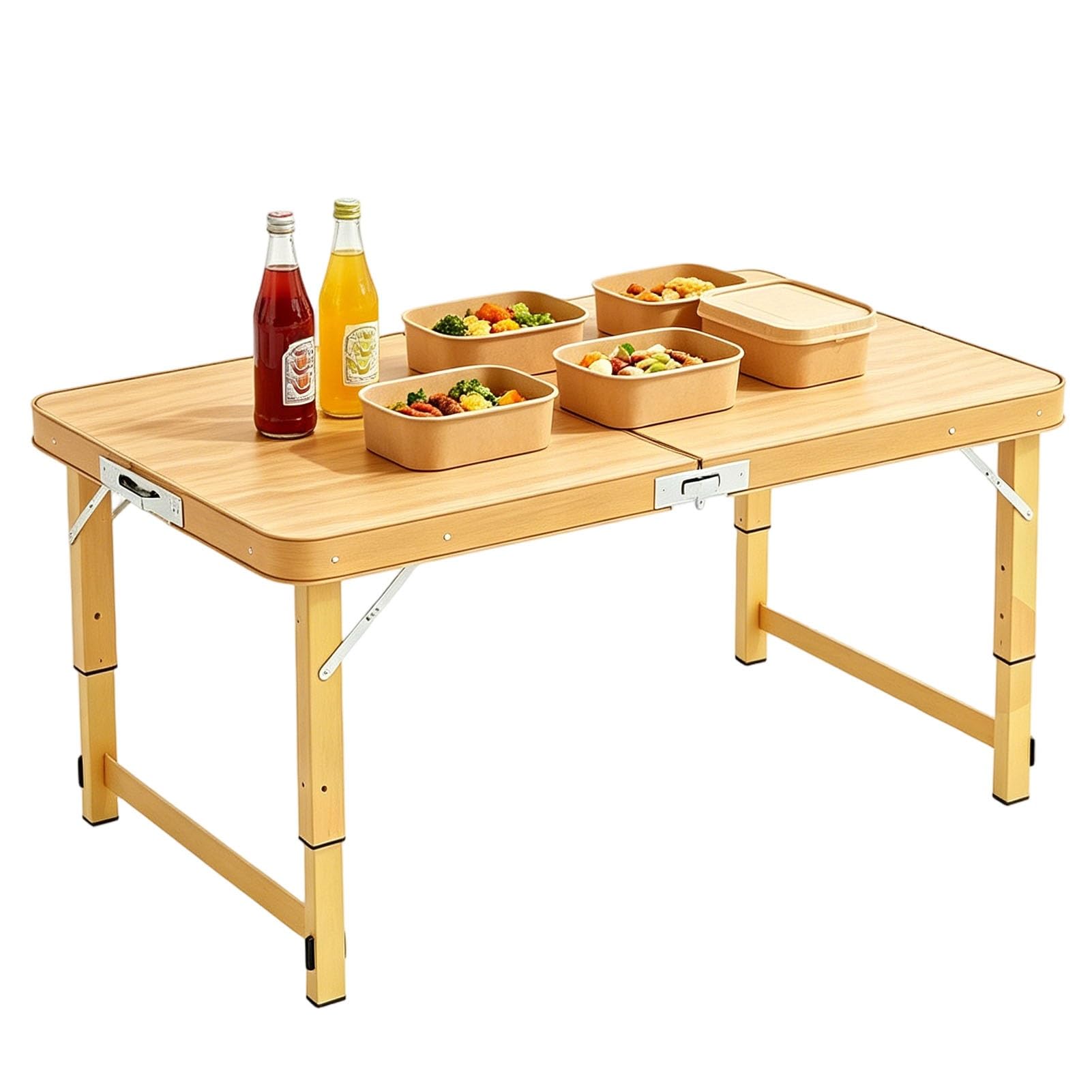 Tavolo pieghevole resistente, regolabile in altezza, portatile, con robusta struttura in metallo e manico, per barbecue, campeggio, spiaggia, uso interno ed esterno (120 cm)