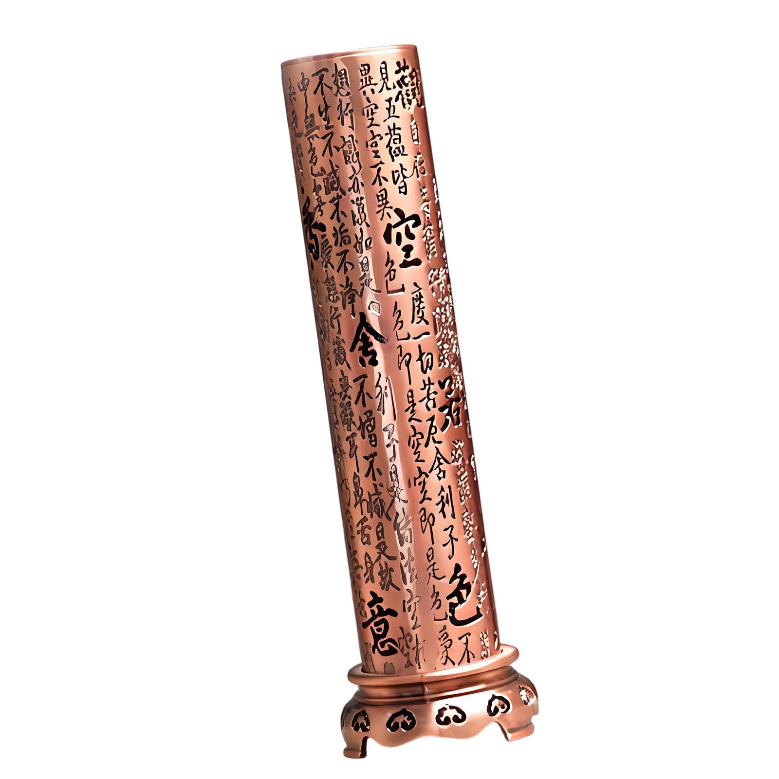 Antique Metal Vertical Incenses Burners with Heart Sutras Carvings Hollow Cylinder Censers for Meditations Home Decors Multipurpose Fragrances Diffuser