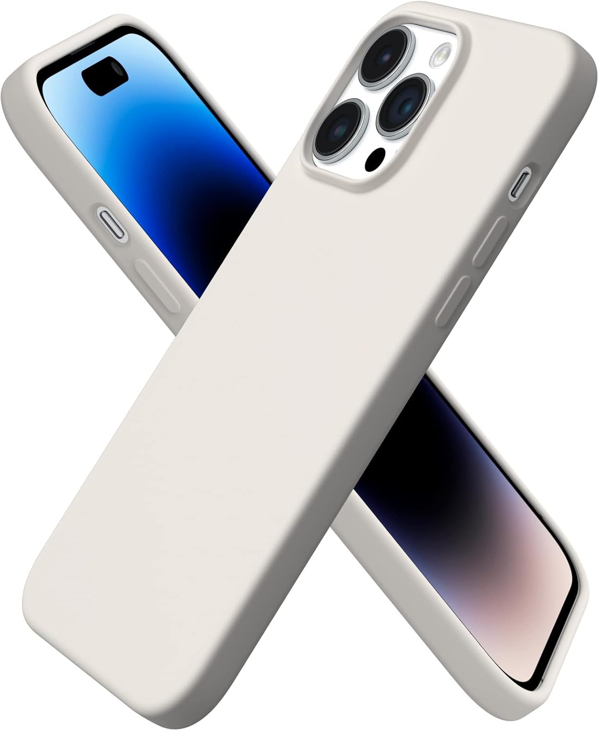 DIZORO® Silicone Back Case for iPhone 14 Pro Max, Soft-Touch Phone Microfiber Silicone Back Cover for iPhone 14 Pro Max- Stone