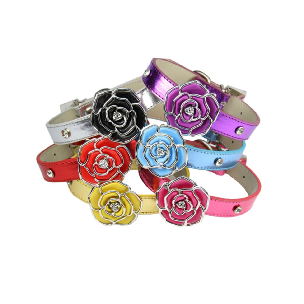 SUPVOX Pet Rose Flower Necklace for Dogs and Cats Pink Stylish Animal Chain Necklace for Pets for Weddings and Special Occasions