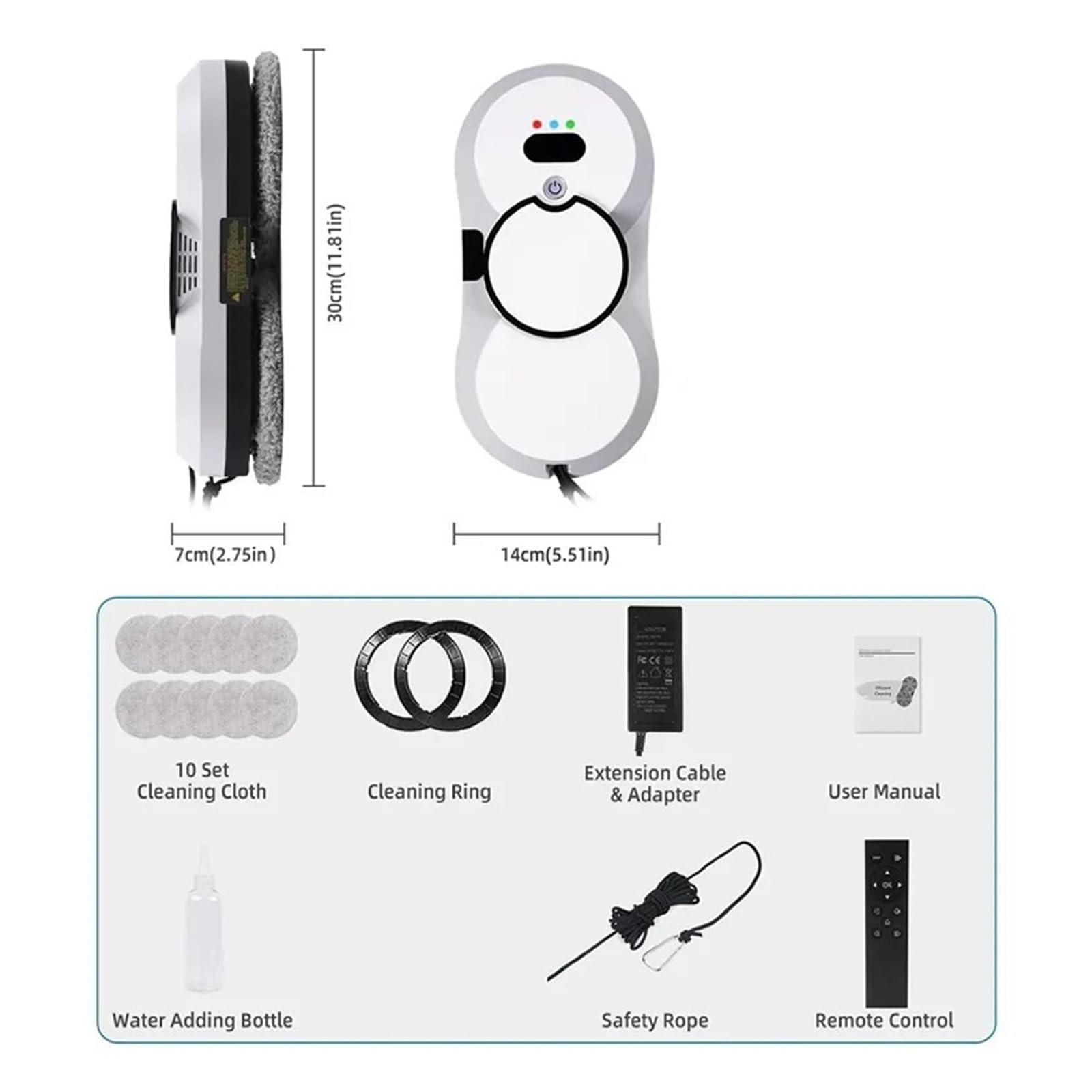 Robot aspirador con UPS, limpiador de ventanas, electrodoméstico inteligente, limpieza automática de cristales, lavacristales, fregonas eléctricas for suelos. para superficies lisas
