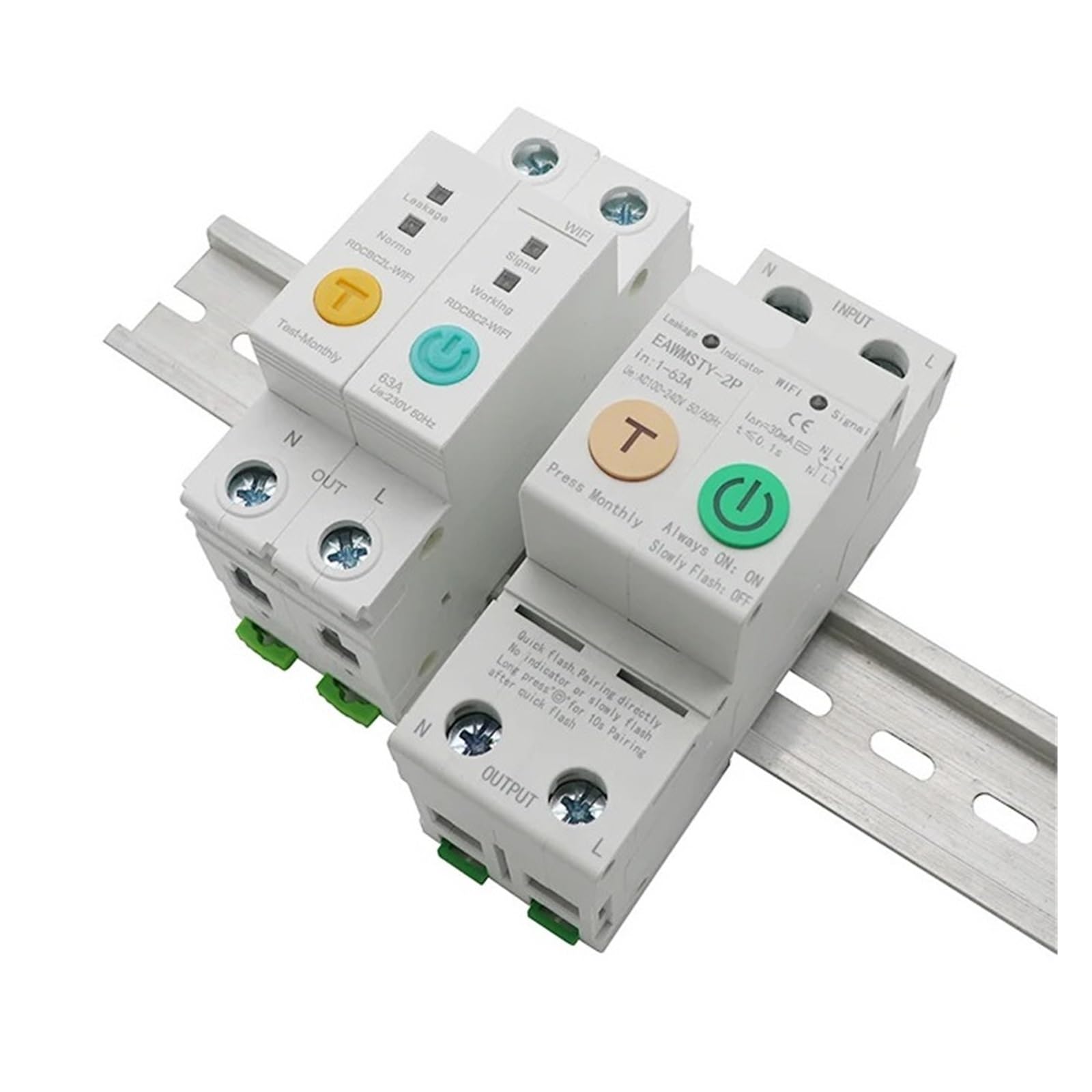 Disjoncteur WiFi 2P 1-63A KL4-3b avec voltmètre et protection fuite