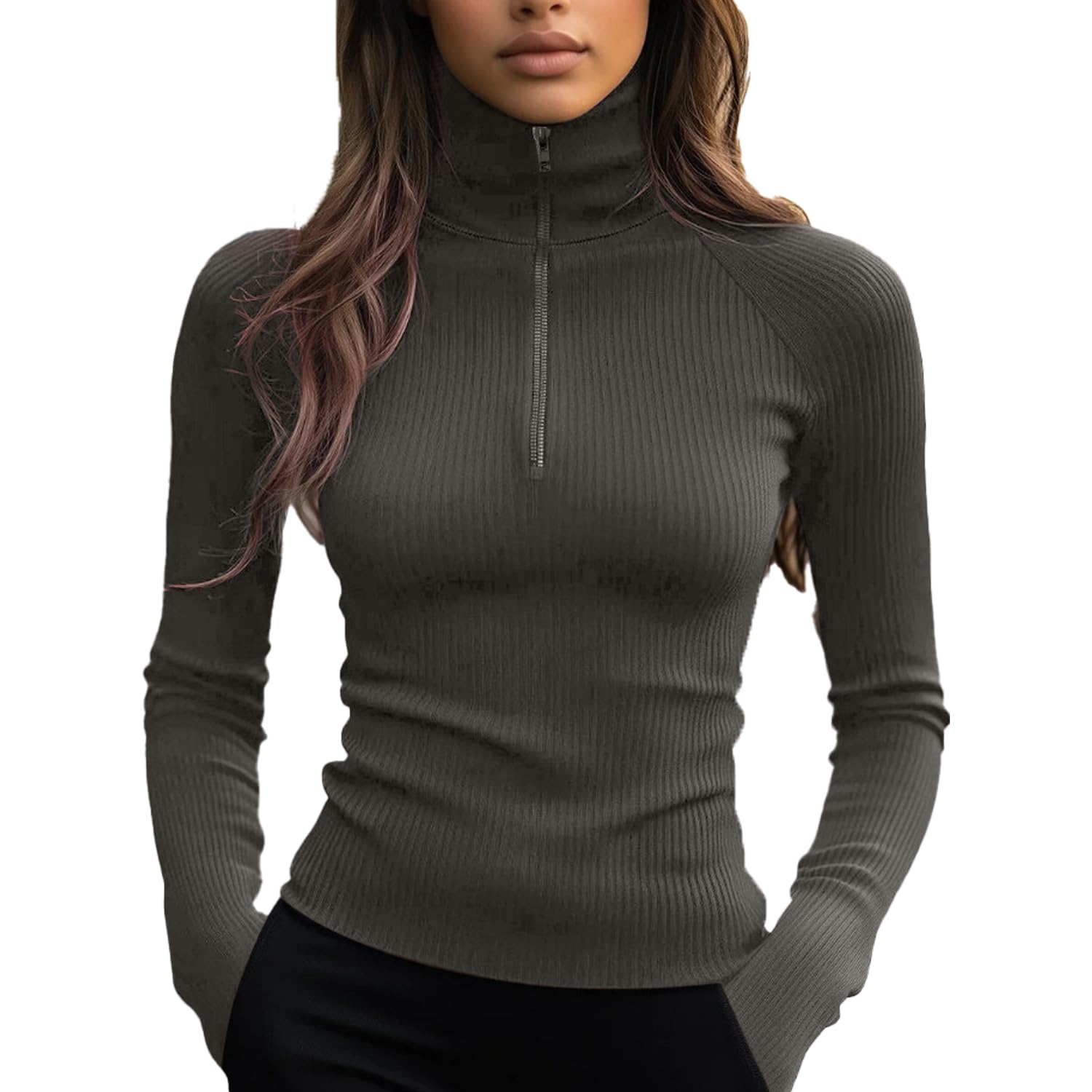 Sweater Womens Soft Sweater Mockneck Top Women Cozy Sweaters Womens Knit Tops Suitable for Autumn and Winter