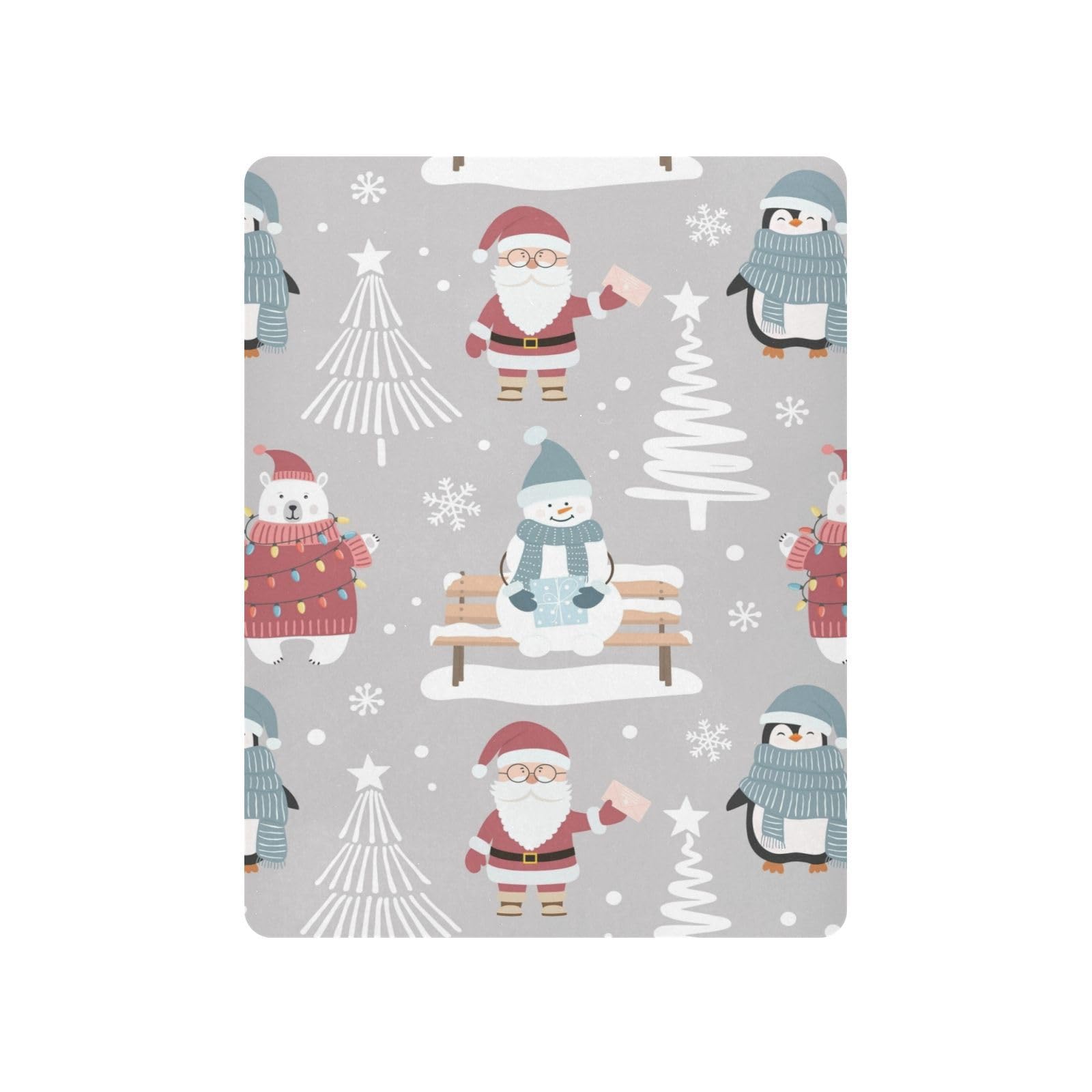 Moudou Christmas Santa Claus Snowman Playard Sheet for Boy Girls, Soft Breathable Fitted Toddler Sheet for Standard Playard Bed Mattress, 39 x 27 x 5 Inch