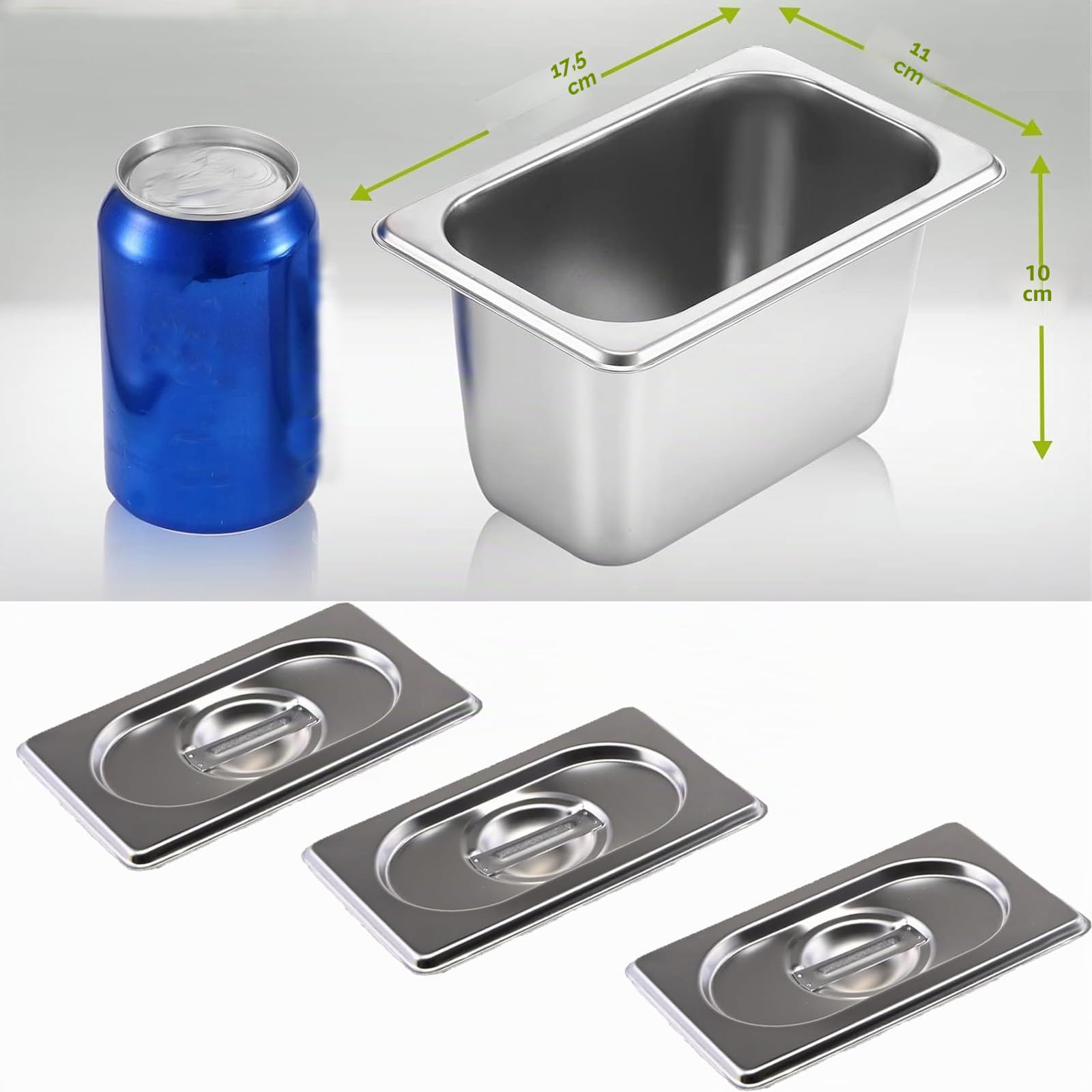 Lot de 5 boîtes de conservation avec couvercle, en acier inoxydable, 17,5 x 11 x 10 cm