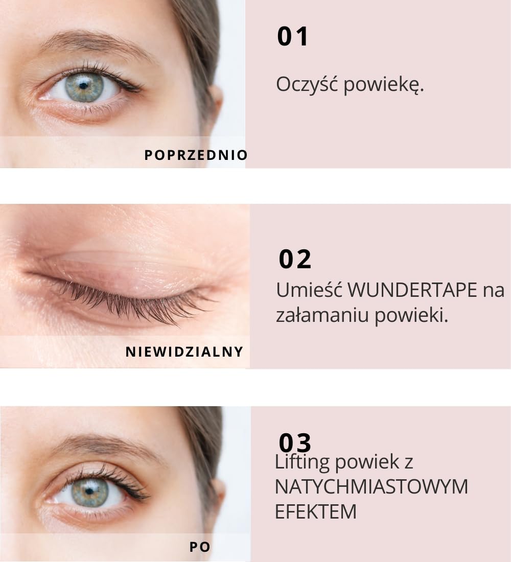 Wundertape naklejki korygujące opadające powieki, 240 sztuk, rozmiar L, do podniesienia powiek bez zabiegu operacyjnego (wodoodporne, trzymają się 24 godziny)
