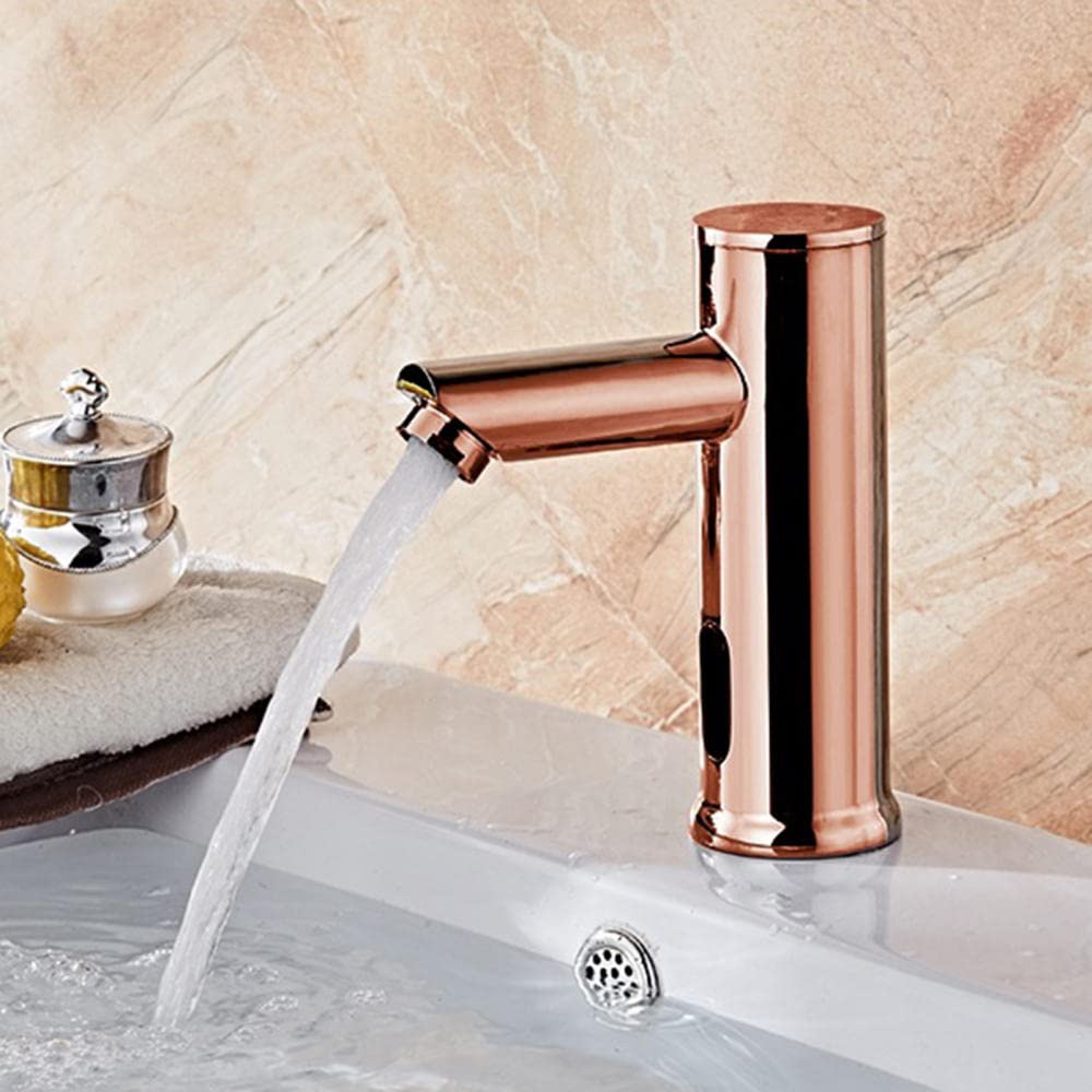 Grifo de Lavabo con Sensor Oro Rosa Griferia Lavabogrifo Sensor Automático Grifos para Lavaderos-Single Cold_Bajo