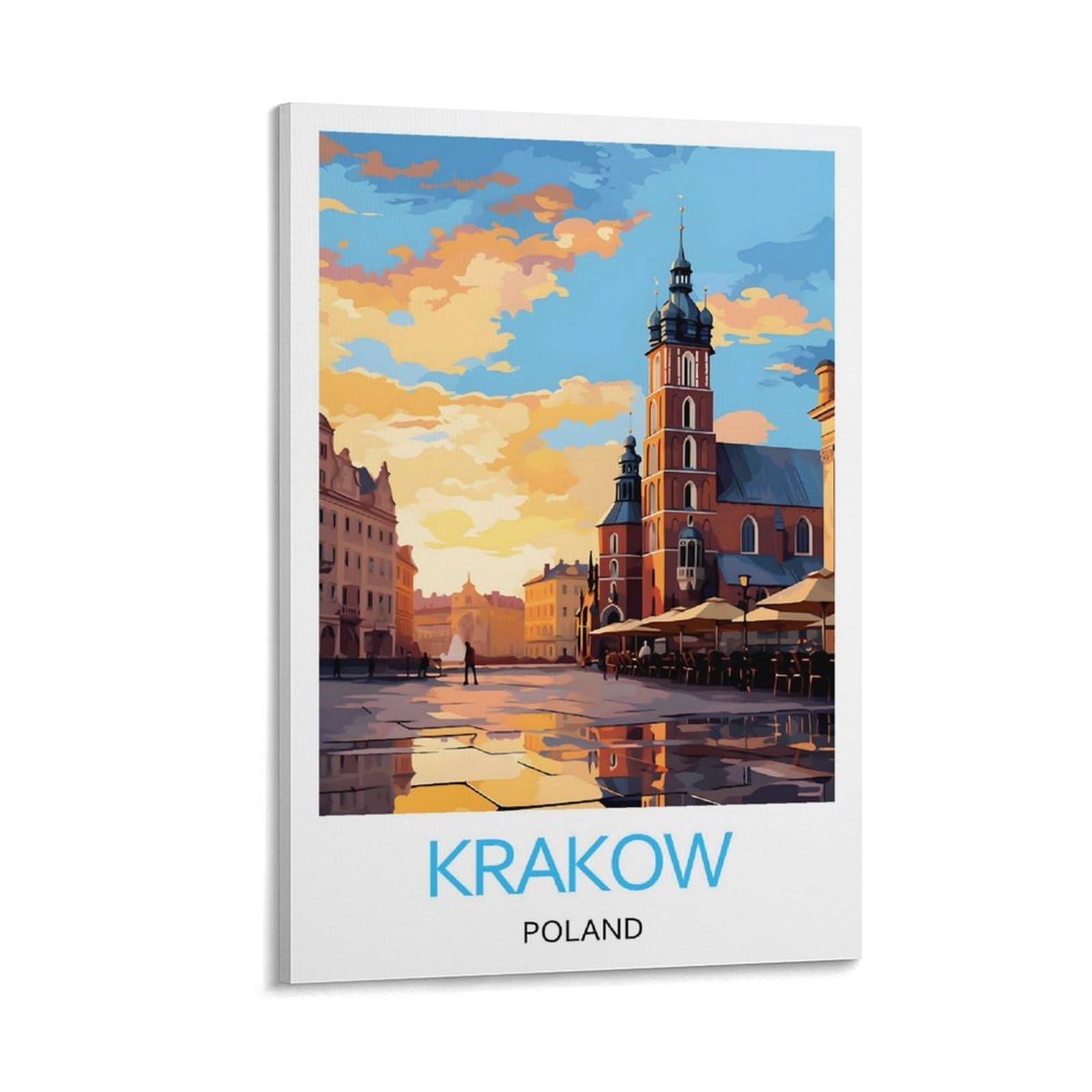 Yjneng Framed Canvas Art Picture Krakow Poland Wall Decor Art Painting Posters Modern Family Decorative Poster 12X18inch(30X45cm)