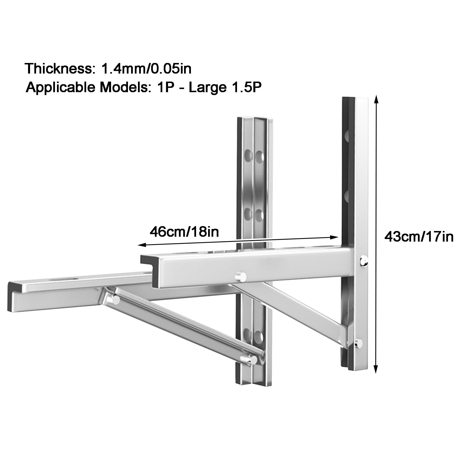 Soporte Aire Acondicionado Exterior, Kit Instalacion Aire Acondicionado, Acero Inoxidable 304, Soporte Universal Plegable, Soporta Hasta 300 Kg(43x46cm/17x18in)