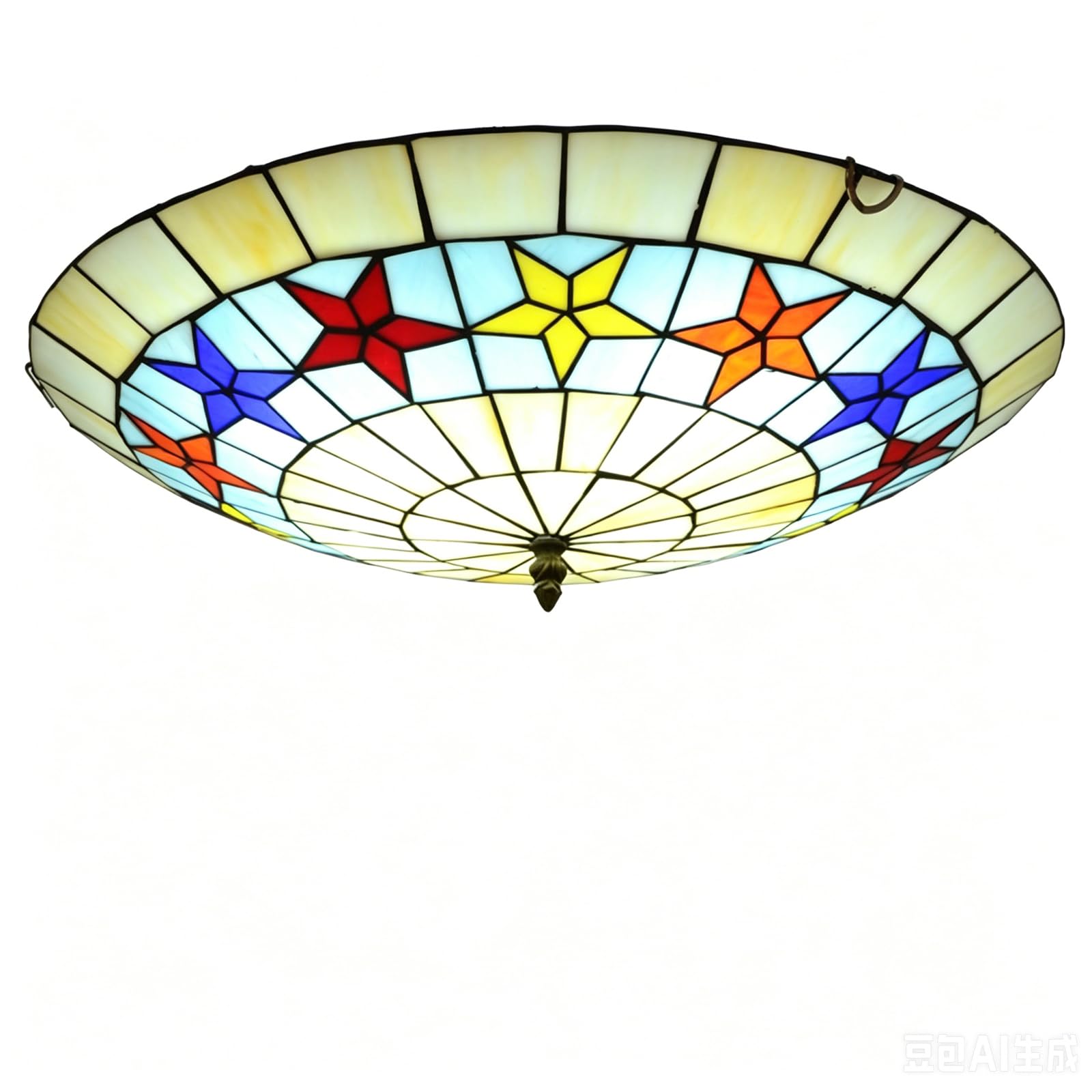 Lampa Sufitowa w Stylu Tiffany'ego, Lampy Sufitowe Do Przedpokoju w Stylu Vintage z Witrażami, Żyrandole z Okrągłym Kloszem w Stylu Retro Na Żarówki E27 do Sypialni, Salonu I Kuchni,50cm