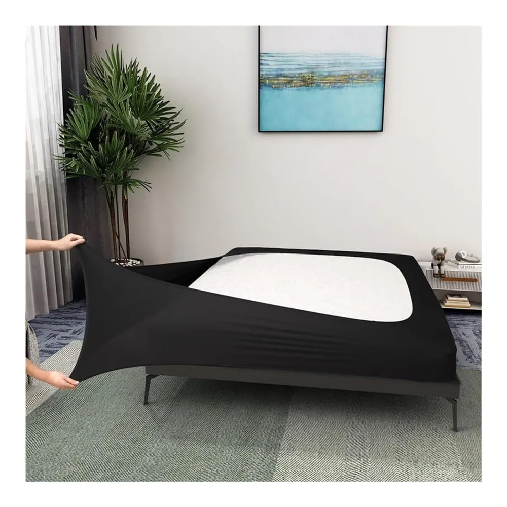 Copertura a molle, extra profonda, in jersey elasticizzato, avvolgente su 4 lati, adatta per letto matrimoniale, matrimoniale, king size (nero, queen size, 152,4 x 203,2 cm)