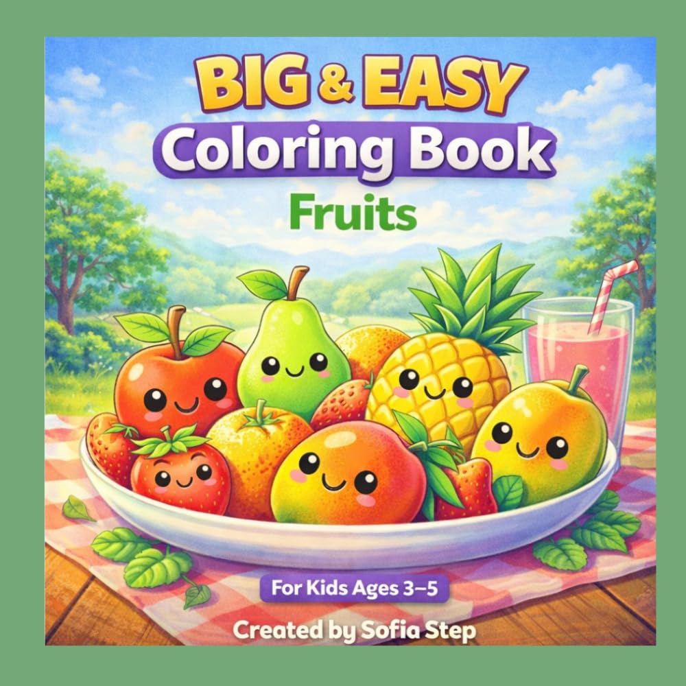 Big & Easy Coloring Book for Kids Ages 3–5: FRUITS (My First Coloring)