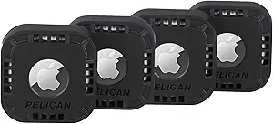 Pelican Protector - Airtag Holder / Case with 3M Adhesive Sticker [4 Pack] Protective Shockproof Cover for Apple Air tag - Hidden Stick On Mount For Bike Wallet Travel TV Remote Car Luggage - Black