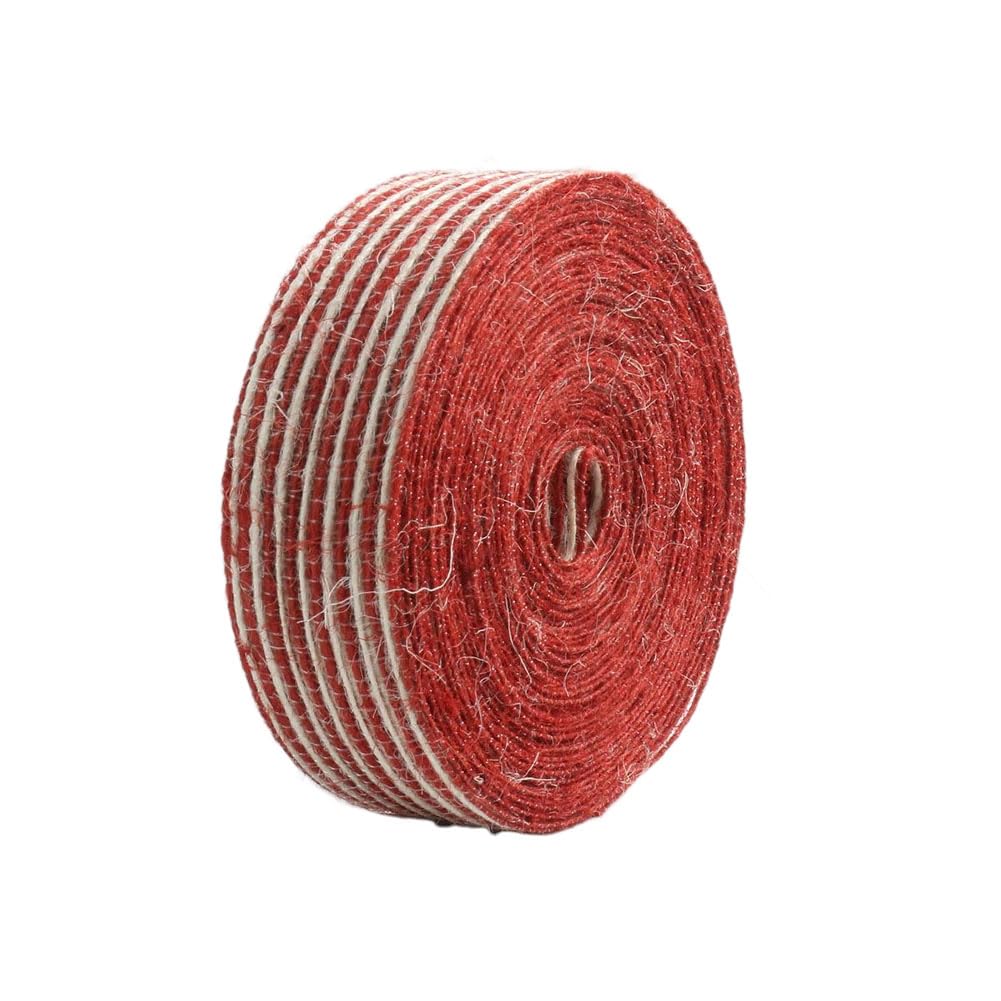 Juteband 2.5CM*40M Geflecht Band Vintage Geschenkband Burlap Ribbon Boho Dekoband Sackleinen Bänder Schleifenband Jute Spitzenband für DIY Handwerk Blumenstrauß Weihnachtsdeko (4 Rollen)