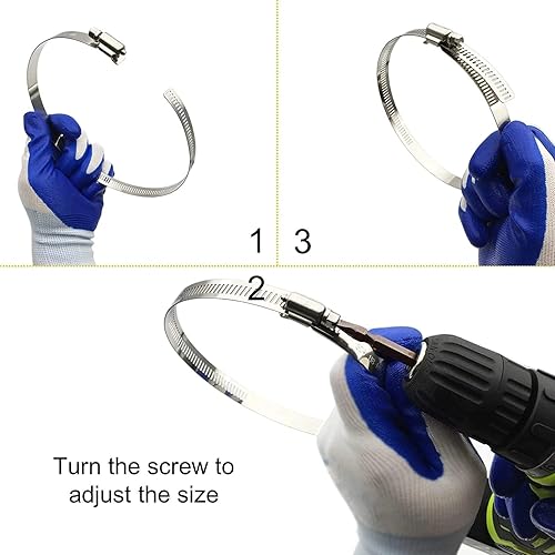 Miniatura 3 de Abrazadera de conducto de acero inoxidable 304 ajustable de 12 pulgadas, abrazadera de manguera de accionamiento de gusano, abrazadera de conducto