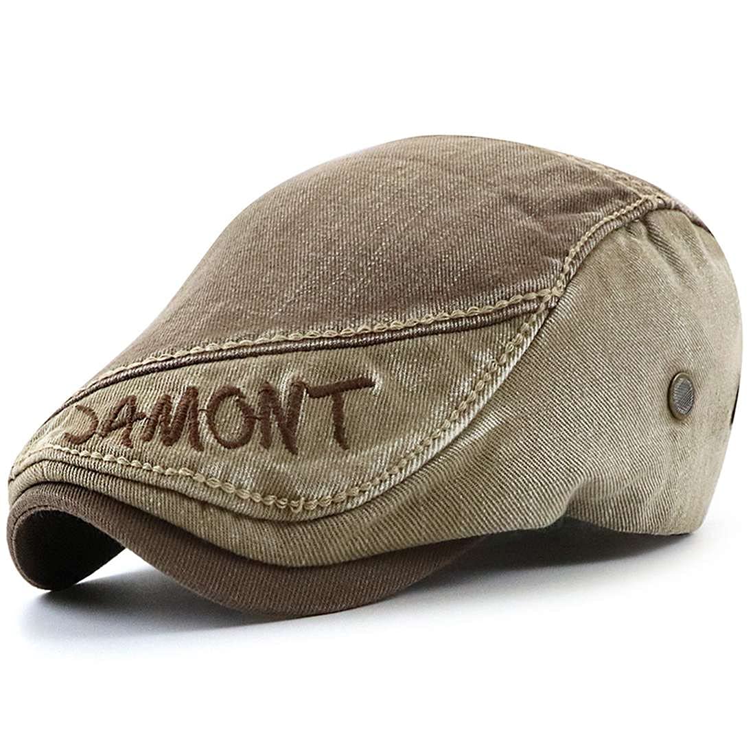 JNKET Men's Washed Cotton Flat Cap Casual Duckbill Cap Adjustable Newsboy Hats Driving Cap (01-Coffee)