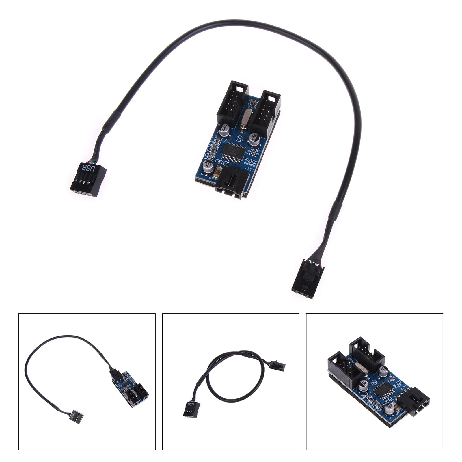 9pin USB Header Male 1 To 2 Female Extension Splitter Cable Connector Adapter YS - Foto 6