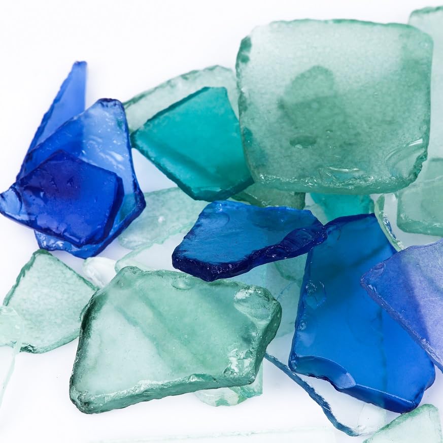 HappyFiller Bulk Tumbled Sea Glass for Crafts,15 OZ Beach Glass Pieces 0.5-1.5" for Resin Art,Mosaic Tiles,Vase Fillers,Costal Home Decor,Nautical Wedding Decorations–Smooth,Flat,Frosted,Multi-Color