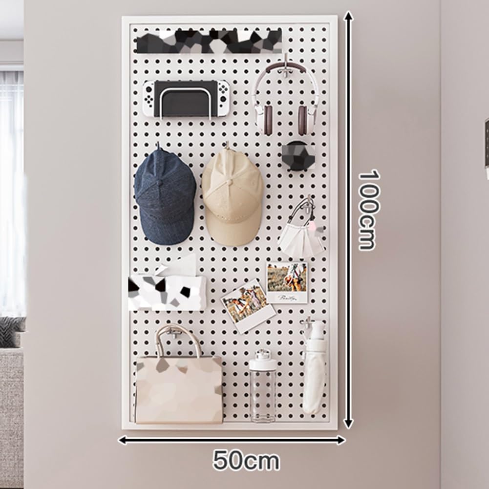 Tablero perforado para taller, garaje y cocina, Kit organizador de pared de metal con 10 ganchos, multicolor, varios tamaños(Black,100x50cm)