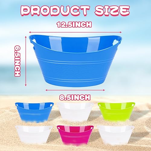 Miniatura 2 de 6 cubos de hielo de plástico para fiestas, bebida, tina de vino, enfriador de bebidas grande para bar de cócteles, tina de almacenamiento multicolor