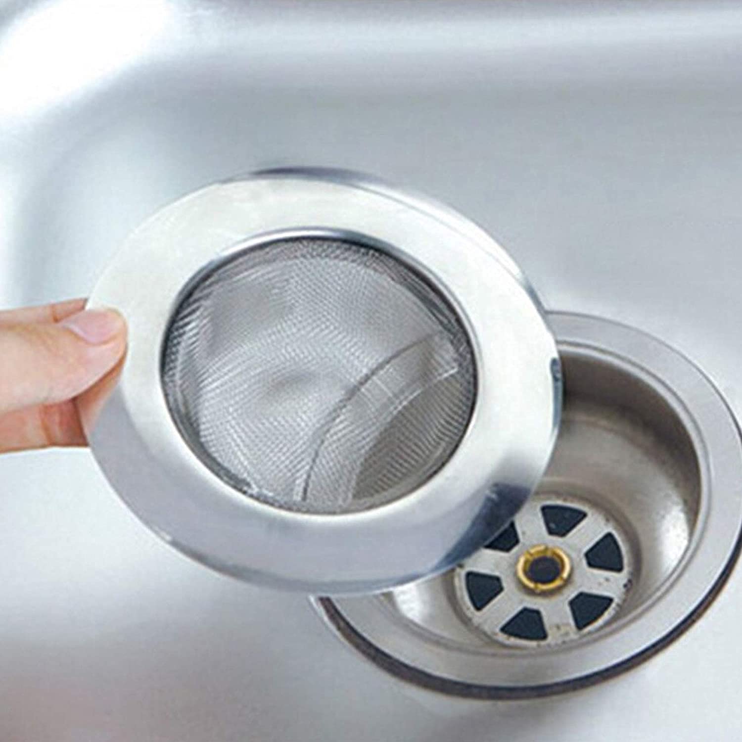 REMANG 2Pcs Stainless Steel Kitchen Sink Drain Basin Basket Filter Stopper Drainer Kitchen Sink Strainer Hair Catching Jali Basin Basket Filter Stopper Drainer (Silver, 9 cm) (B093Y95QP5) Amazon Price History, Amazon Price Tracker