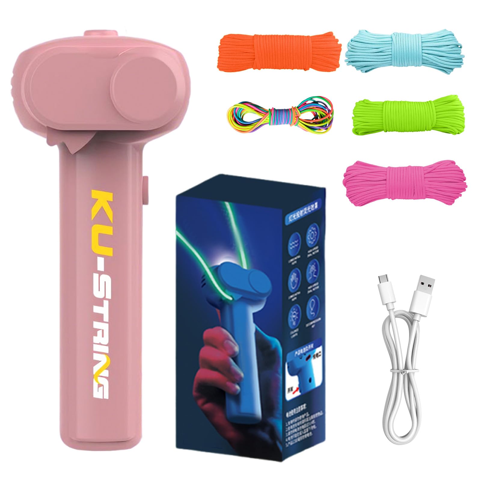 Electric String Rope Launcher Toy with 5 Fluorescent Ropes Fidget String Launcher Toys for Kids Cool Lasso Loop Stuff for Boys Cool String Launcher Toy
