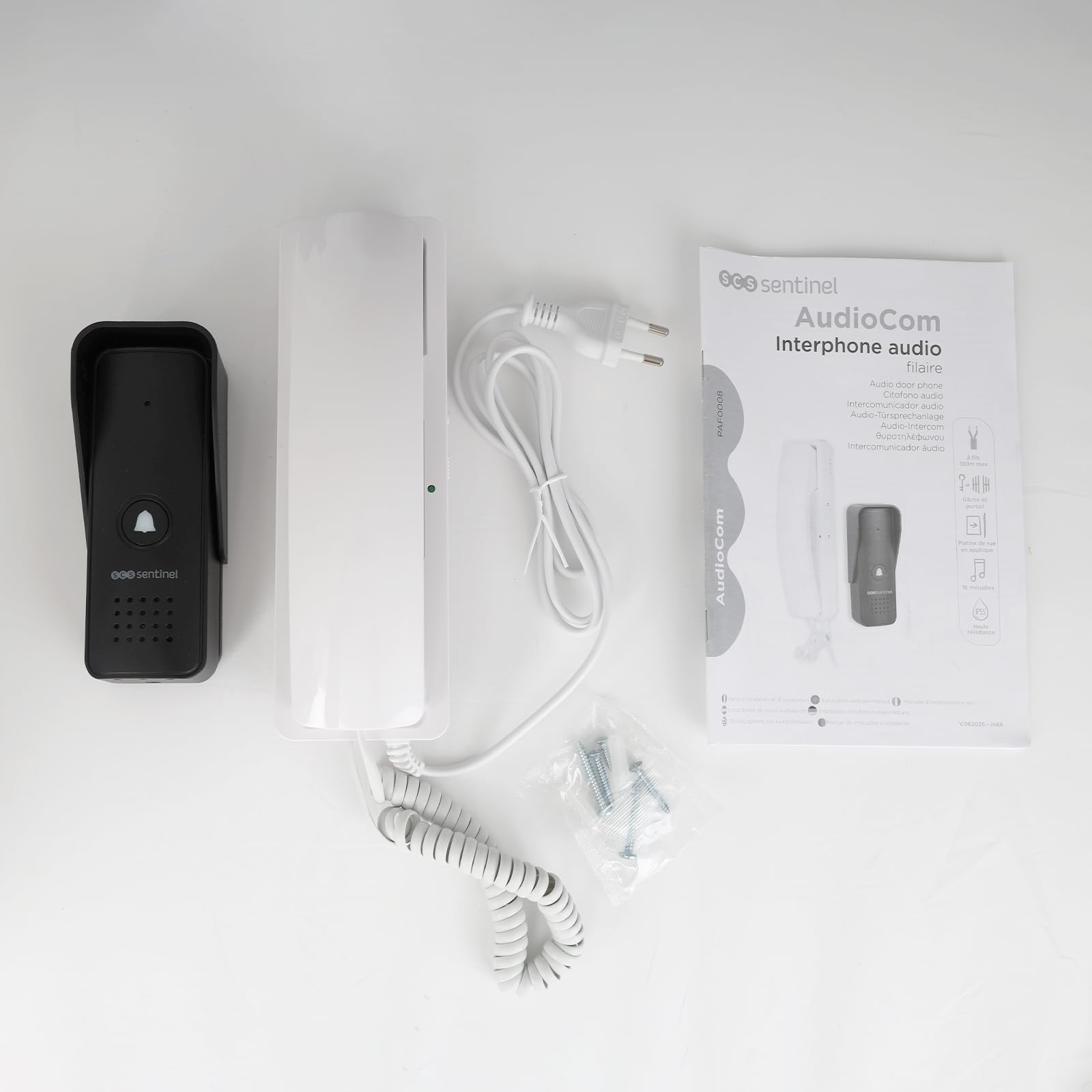 SCS SENTINEL - Citofono Audio Fisso AudioCom - Trasformatore Integrato - Alimentazione 9-12V DC - Combinato con Piastra Stradale - Frontale in Alluminio - Grado IP55 - Dimensioni L67xH208xP50