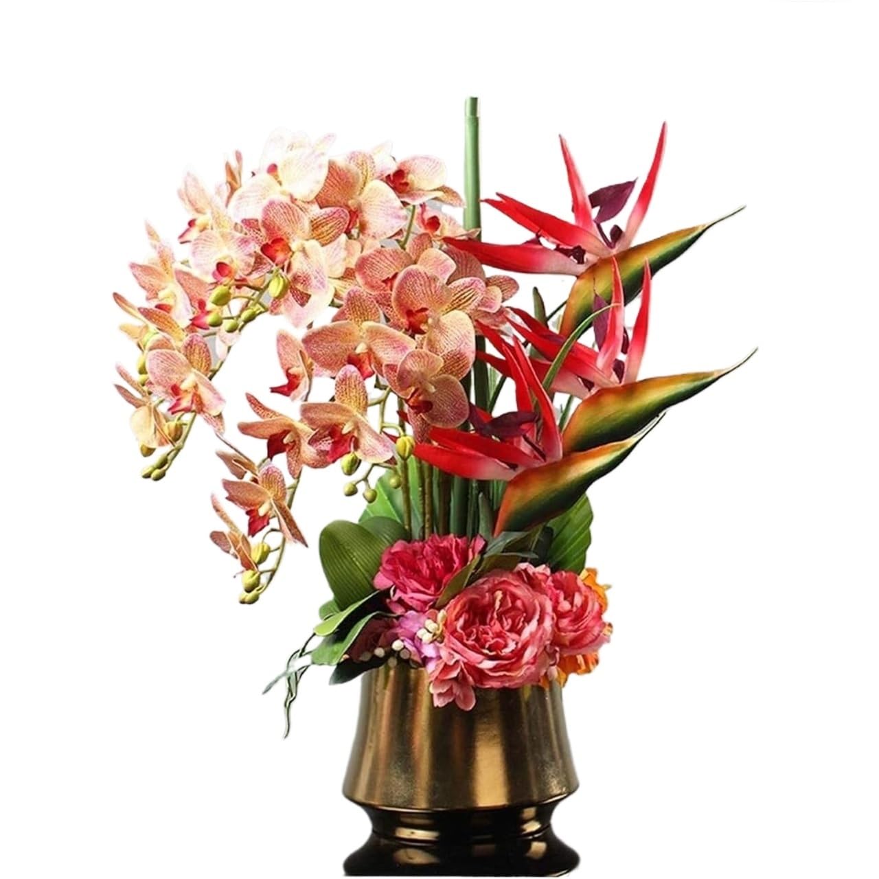 IUokLU Artificial Orchid Flowers,Artificial Orchid Artificial Flowers In Vase Artificial Flower With Ceramic Vase,Artificial Orchids Heaven Bird Faux Flower Arrangements