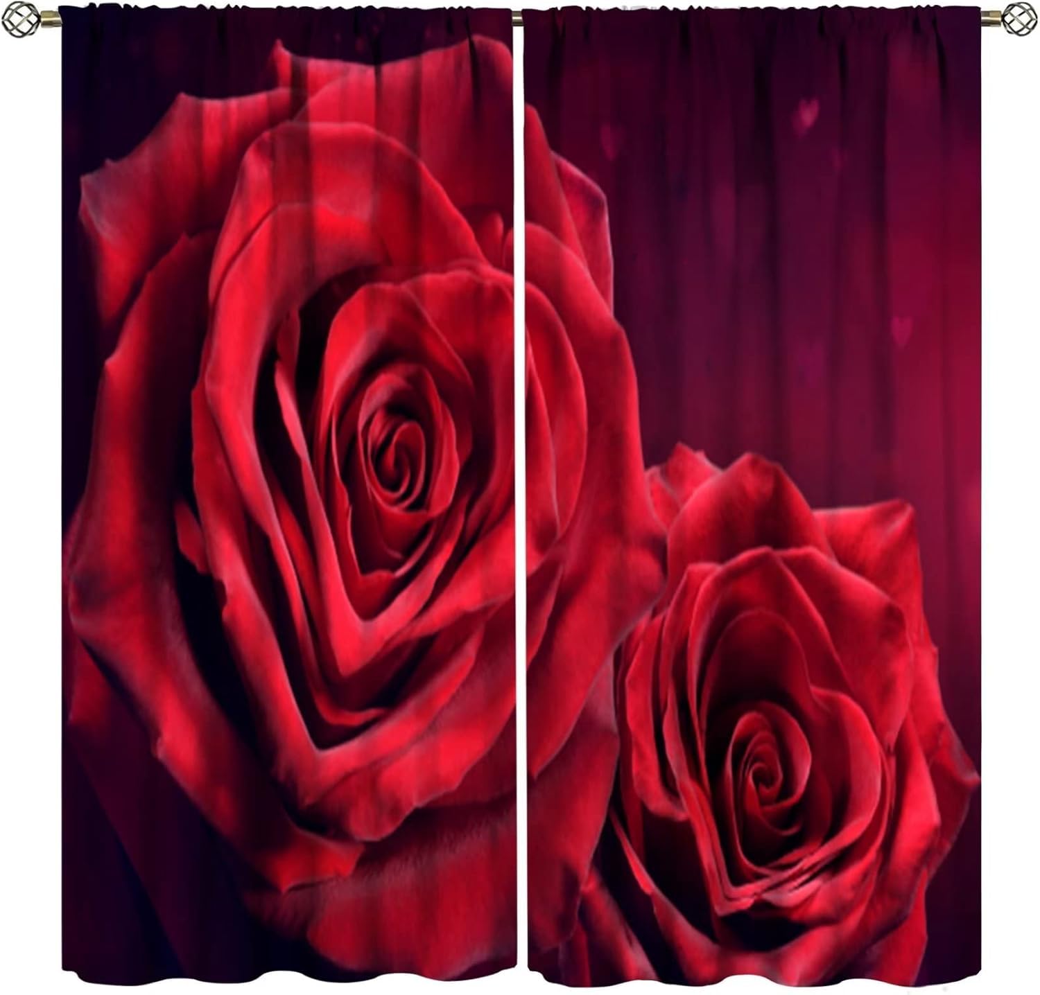 Rideaux occultants salon moderne 170x200 tissu polyester imprimé fleur rose 3D