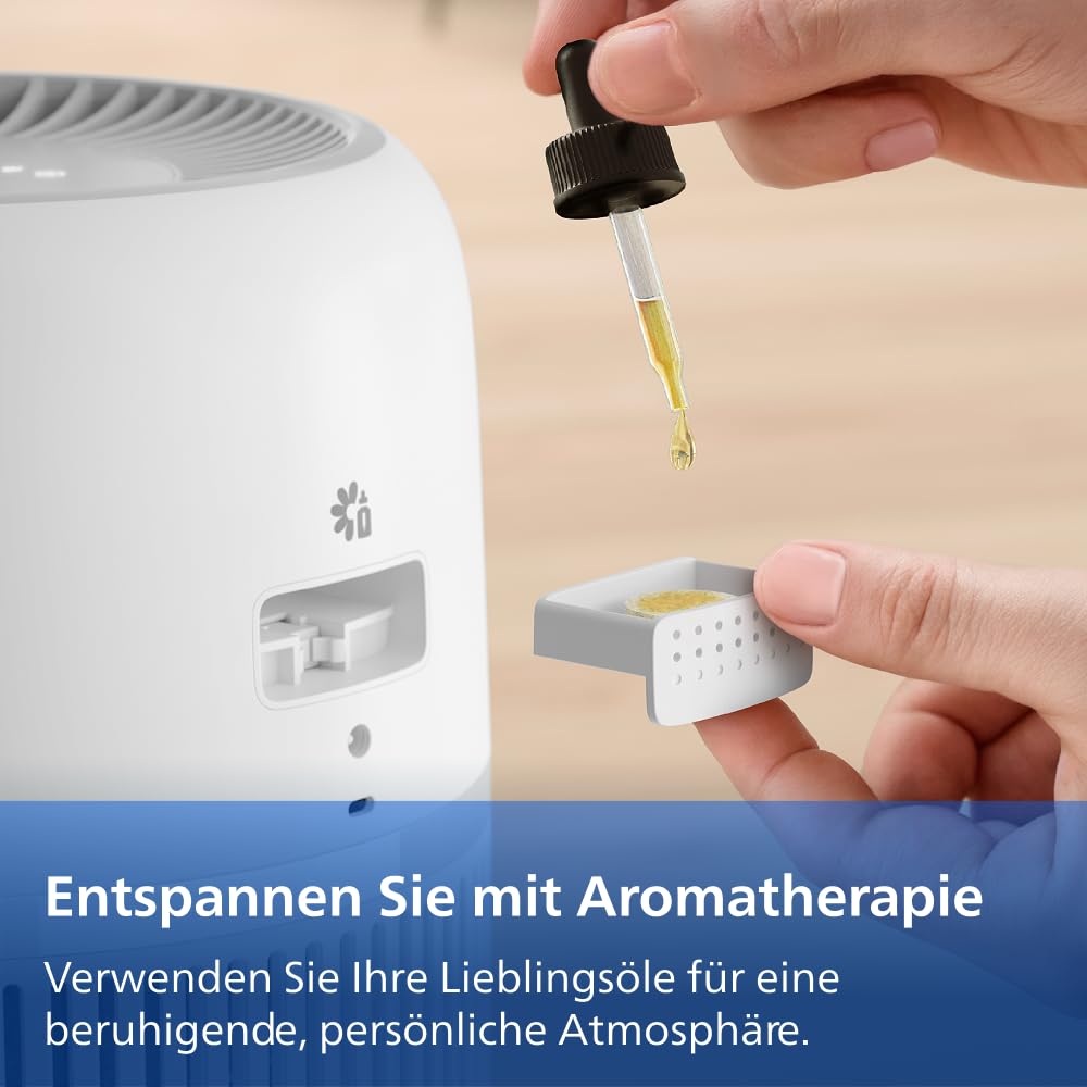 Philips Verdunstungs-Luftbefeuchter Serie 4000, 3,5 L Wassertank, 275 ml/h, bis 41 m², Weiß