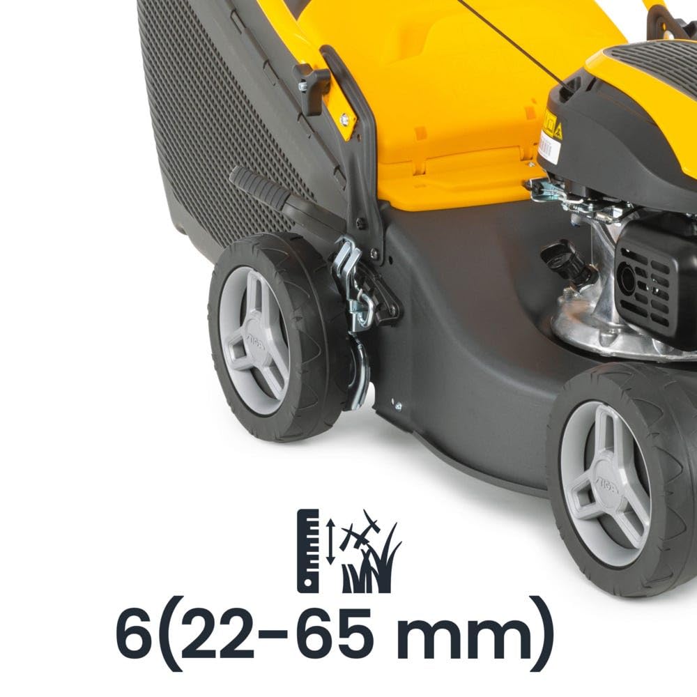 STIGA Collector 43 - Cortacésped de explosión 123 cm³ 1,9 kW, Ancho de Corte 41 cm, Carcasa de Acero, Avance por Empuje, Ajuste centralizado de la Altura de Corte, Bolsa Recogida de 60 litros
