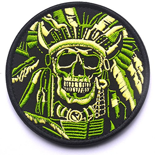 WZT Death Skull War Chief Indian USA Army Morale Military Tactical Swat Patch