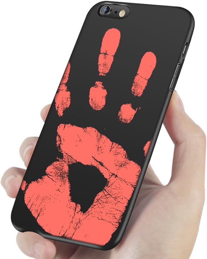 Magical Heat Sensitive iPhone 6 6s Case, Thermal Sensor Phone Cover Matte Soft PU Back Case for iphone 6/6s 4.7", color changing black to red