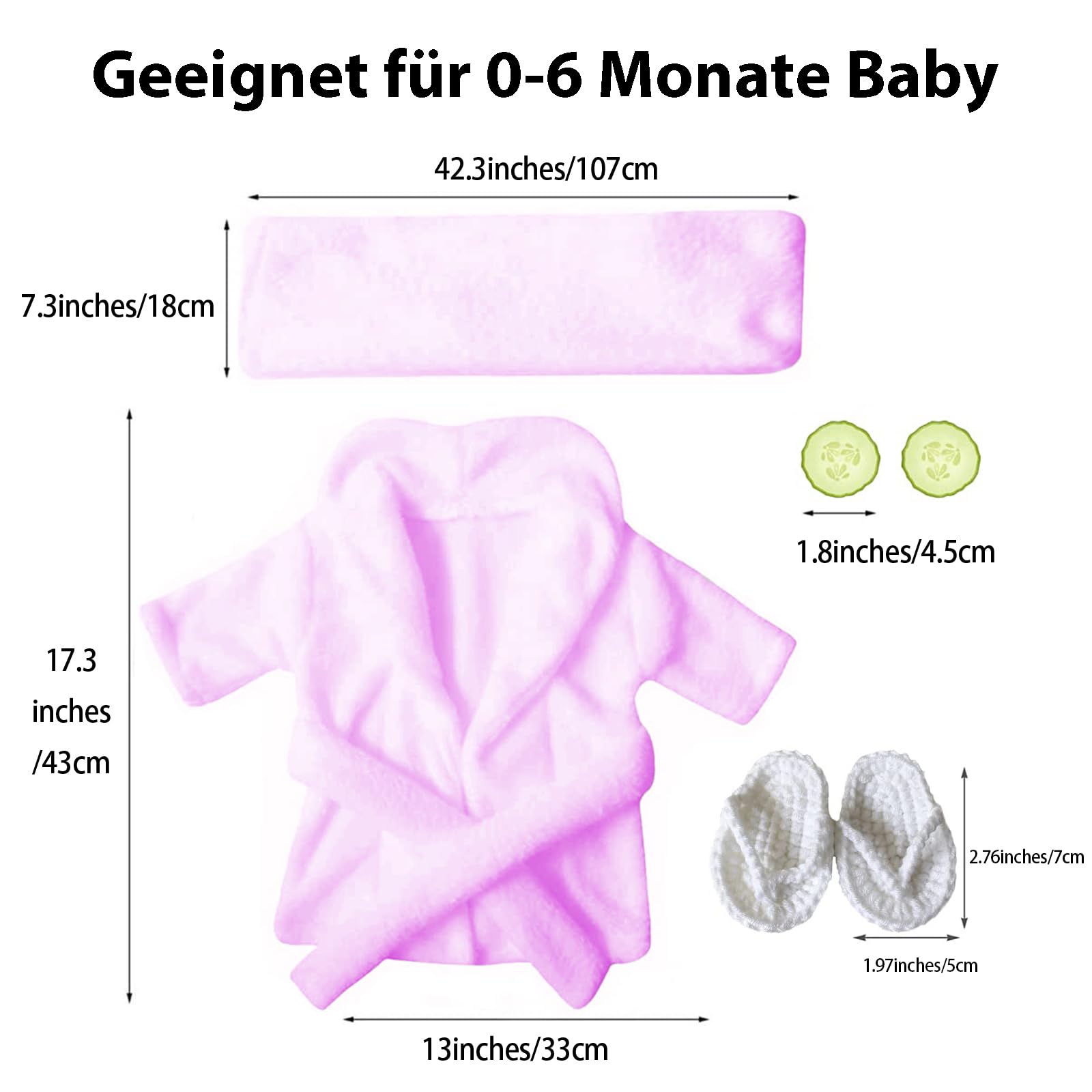 Neonato Fotografia Puntelli, Viola Vestiti Baby Photoshoot, Costume Neonato Telo da Bagno Vestito con Pantofole e Cetriolo, Prop Outfit per 0-3 mesi (Viola)