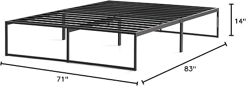 Miniatura 16 de Linenspa Marco de cama plegable metálico de 14 pulgadas, 13 pulgadas de espacio de almacenamiento debajo de la cama, construcción resistente