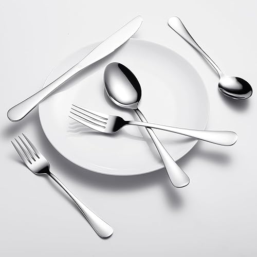Miniatura 6 de Juego de cubiertos de 40 piezas para 8, acero inoxidable, juego de cubiertos de cuchillos, cucharas y tenedores, pulido con espejo, apto para