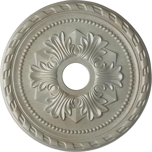 Miniatura 150 de Ekena Millwork CM20PM Medallón de techo Palmetto, 20 7/8 pulgadas de diámetro exterior x 3 5/8 pulgadas de diámetro interior x 1 5/8 pulgadas, Primed