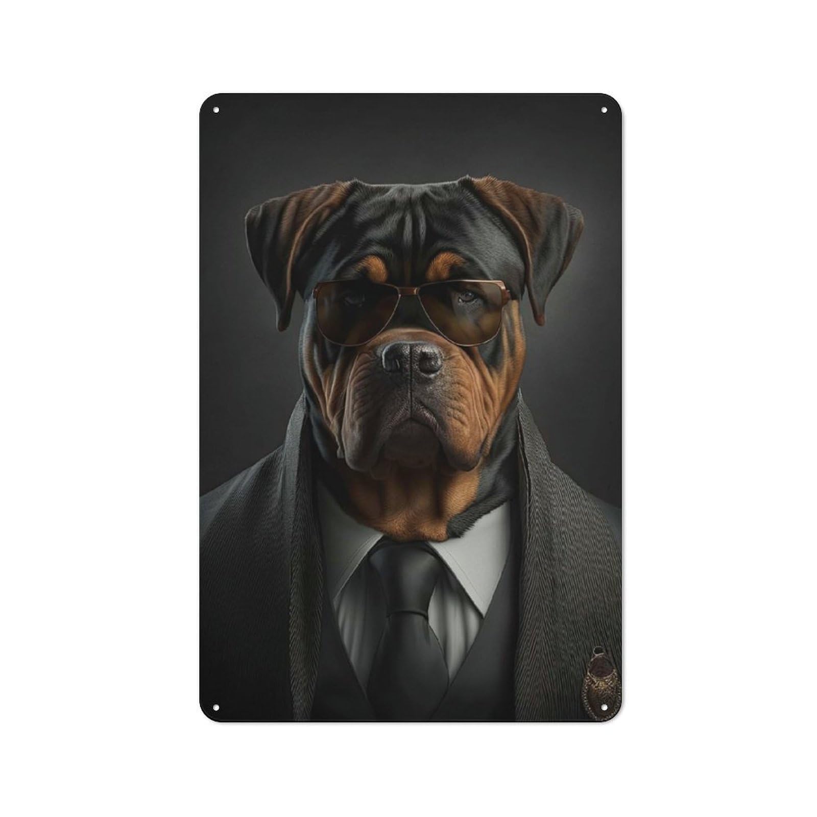 Junmoney Style-3 Retro Rottweiler Mafia Boss Metal Sign 30X20cm, Classic Pub Decor For Cafe, Pub, Workshop Or Home Bar, For Casual British Interiors