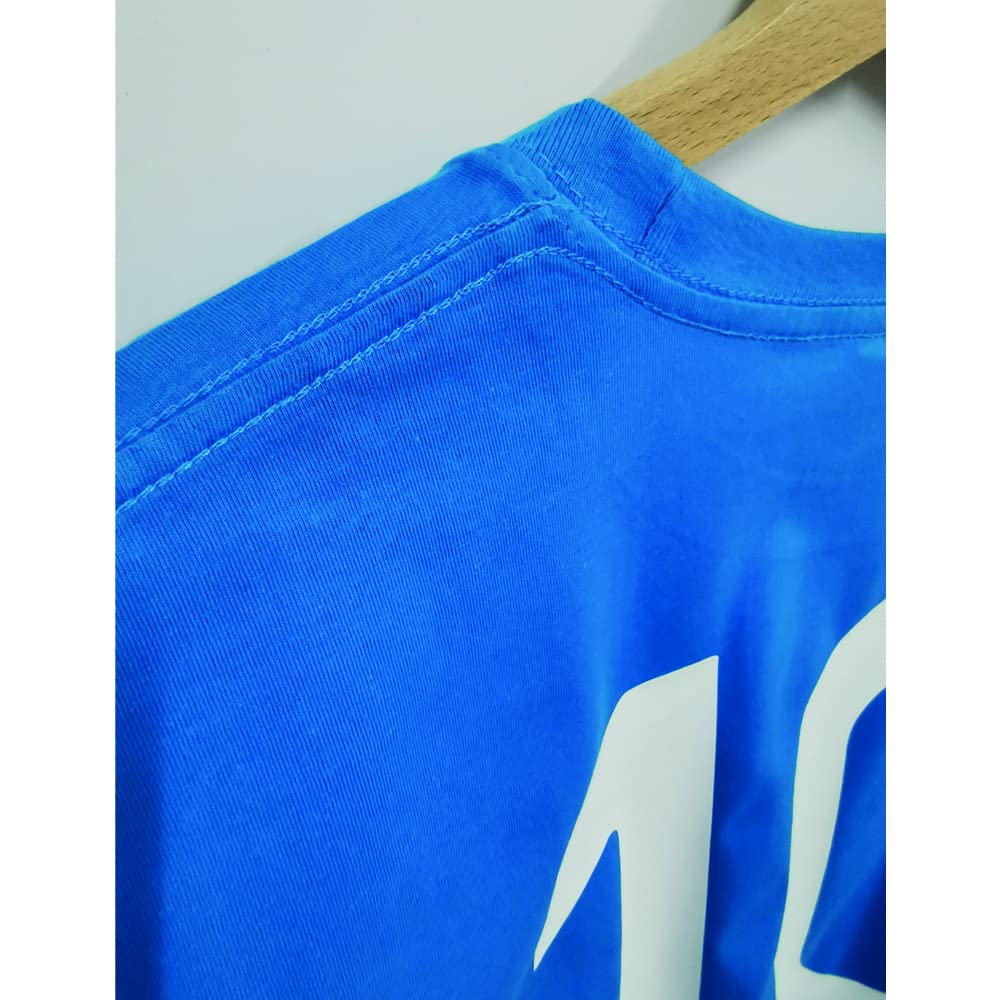 T Shirt Maglietta Buitoni Napoli 87/88 Scudetto Replica Rivisitazione Ricordo Uomo 100% Cotone Azzurra Bianca Nera