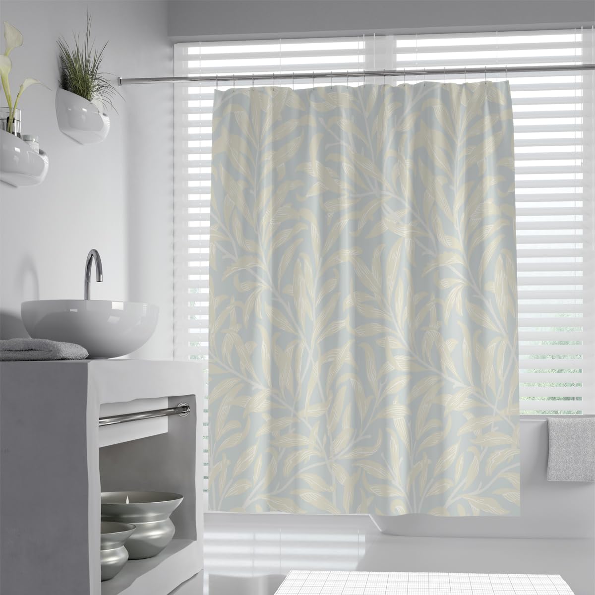 OLLIAR Home Jungle Farmhouse Shower Curtains 180x180 Botanical Plant Leaves Shower Curtain Set for Bathroom Decor Washable Polyester Fabric with Hook